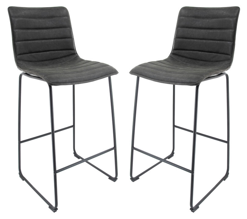 LeisureMod Brooklyn Modern Leather Bar Stool with Footrest