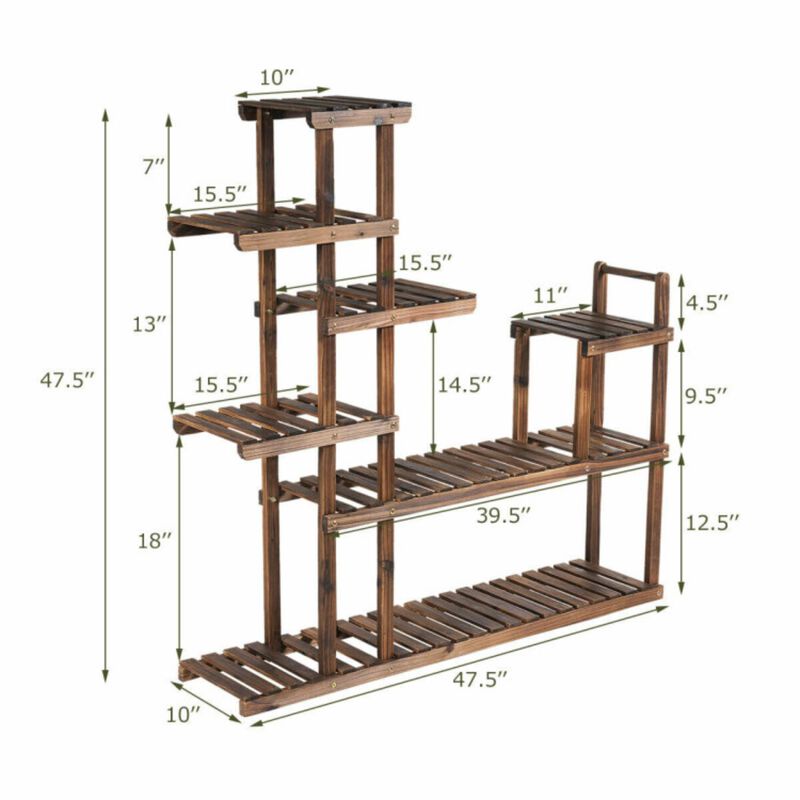 Hivvago 7-Tier Flower Wood Stand Plant Display Rack Storage Shelf