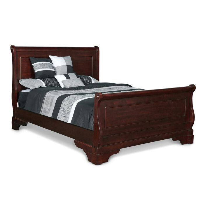 New Classic Furniture Furniture Versailles Solid Wood King Bed in Bordeaux Cherry