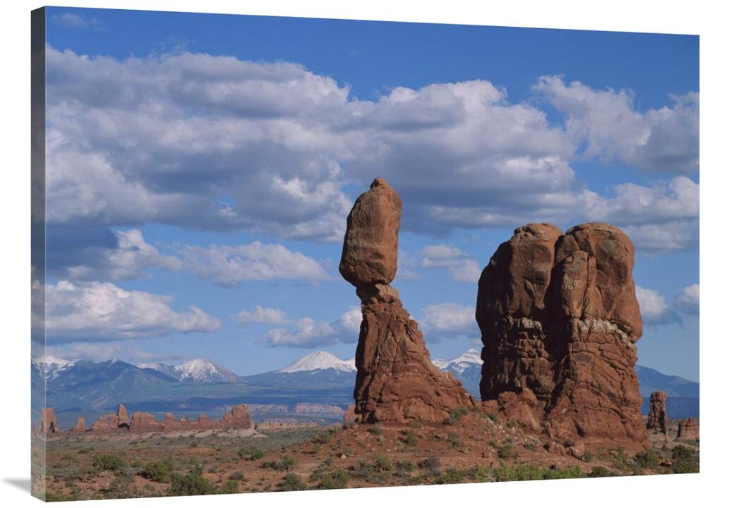 Balanced rock under cloudy skies, Arches National Park, Utah-Canvas Art-40x30