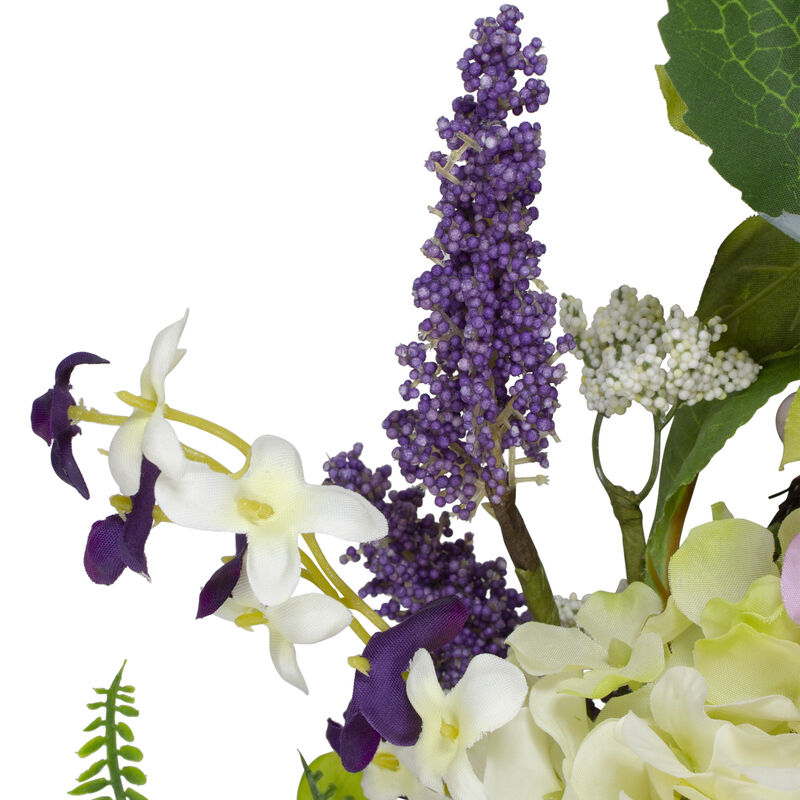Hydrangea and Foliage Spring Floral Twig Wreath  Purple 26"