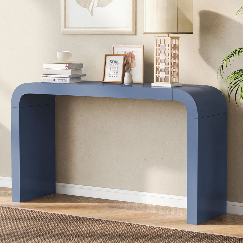Merax Minimalist Acacia Veneer Entryway  Console Table