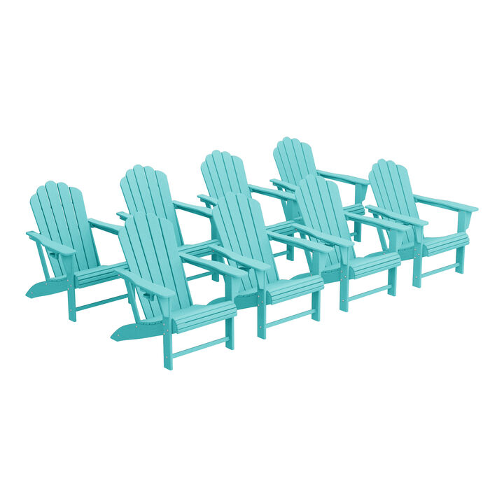 WestinTrends Outdoor Patio HDPE Adirondack Chairs With Cup Holders (Set of 8)