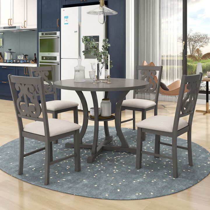 Merax Modern Round Dining Table and Chairs Set