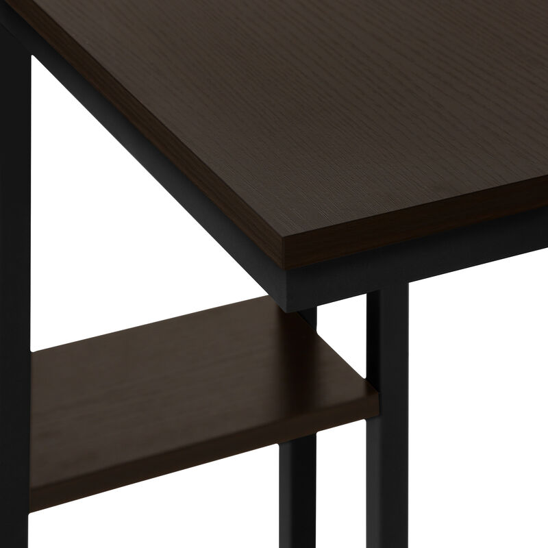 Monarch Specialties I 3670 Accent Table, C-shaped, End, Side, Snack, Living Room, Bedroom, Metal, Laminate, Brown, Black, Contemporary, Modern