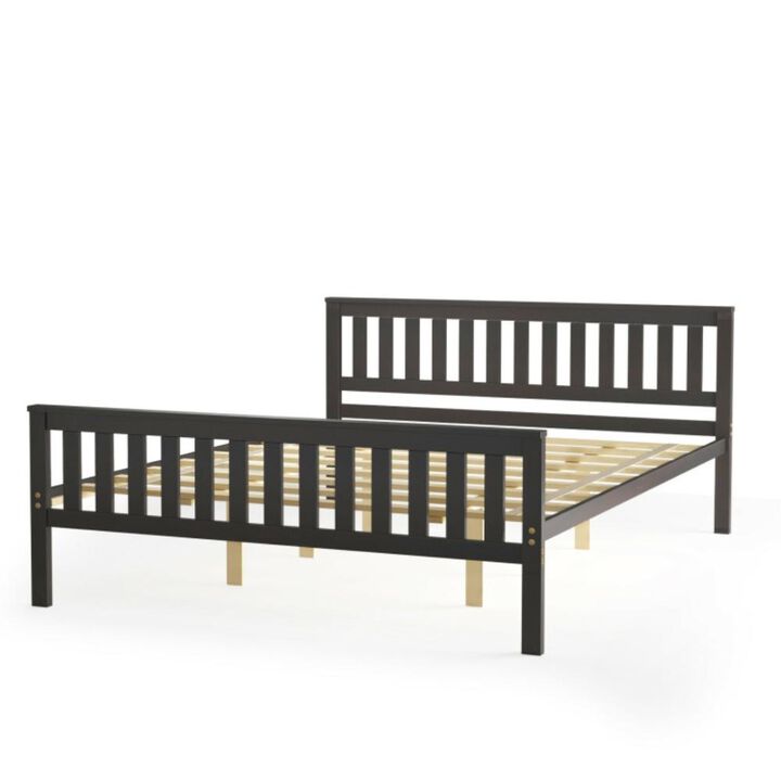 Hivvago Twin/Full/Queen Size Wood Platform Bed with Headboard