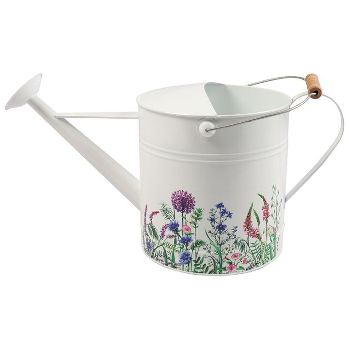 Metal Water Can with Purple Flowers