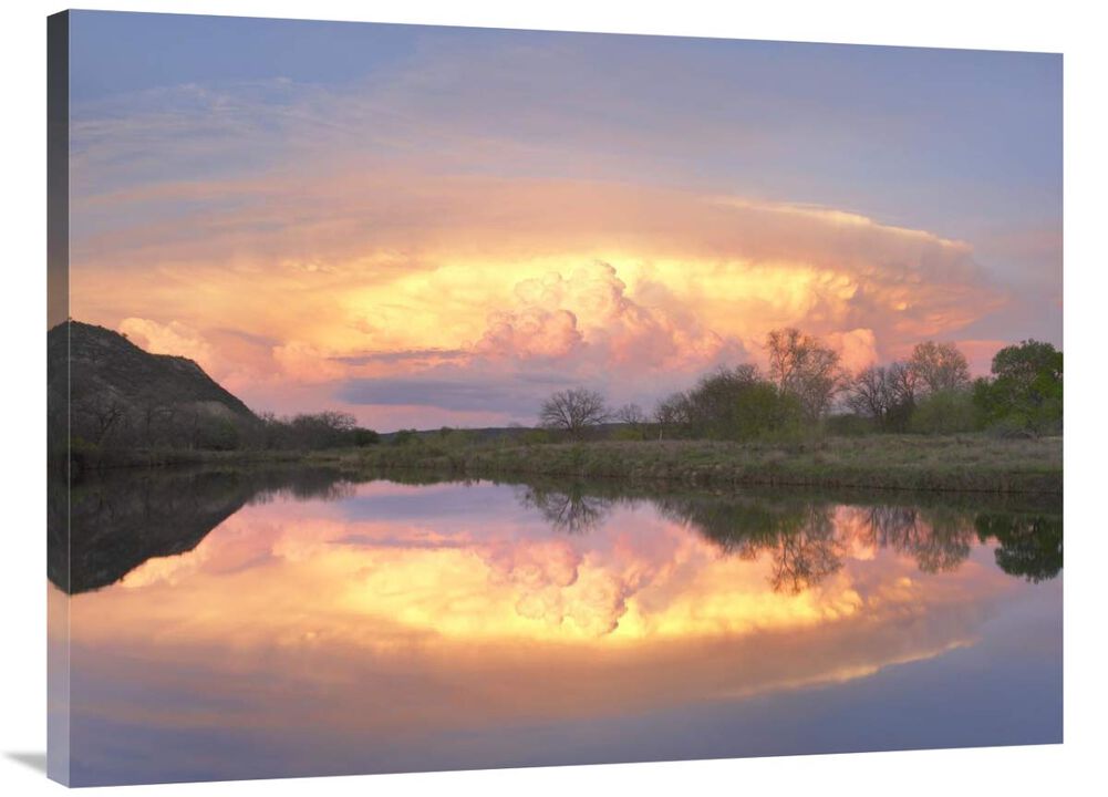 Storm clouds and South Llano River, South Llano River State Park, Texas-Canvas Art-40x30
