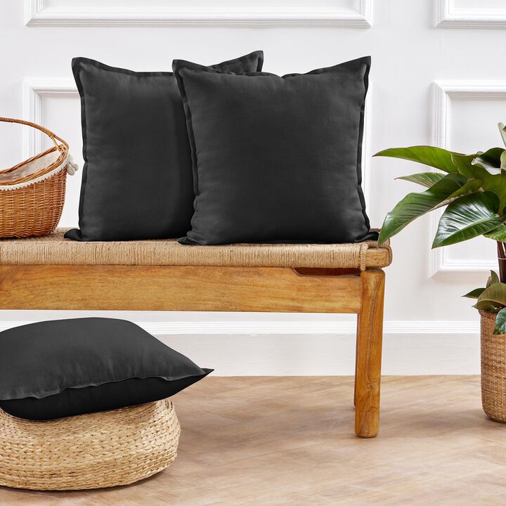 Solino Home Decorative Linen Pillow Cover 20 x 20 Inch - 100% European Flax Throw Pillow Case with Invisible Zipper | Santa Barbara