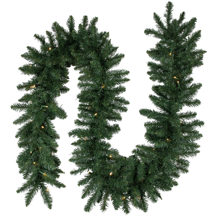9ft x 12in Pre-Lit Buffalo Fir Artificial Christmas Garland - Warm White LED Lights