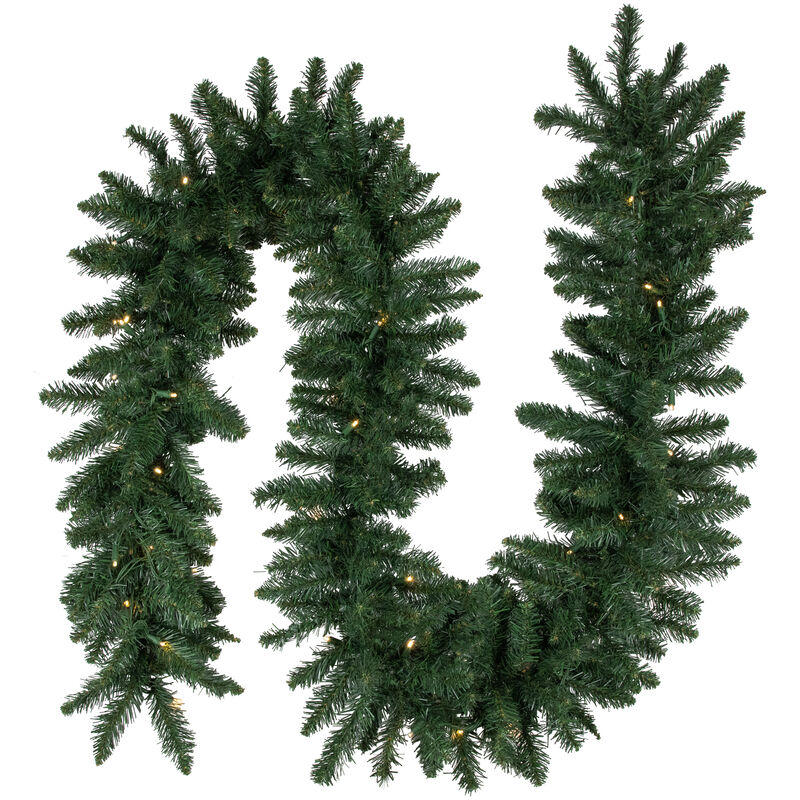 9ft x 12in Pre-Lit Buffalo Fir Artificial Christmas Garland - Warm White LED Lights
