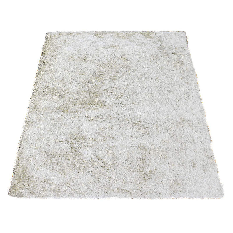 RUGSOTIC CARPETS HAND TUFTED SHAG POLYESTER ECO-FRIENDLY AREA RUGS  - 9'x12', Rectangle, White, Solid Plain Design, High Pile Thick Handmade Anti Skid Area Rugs for Living Room, Bed Room K00101
