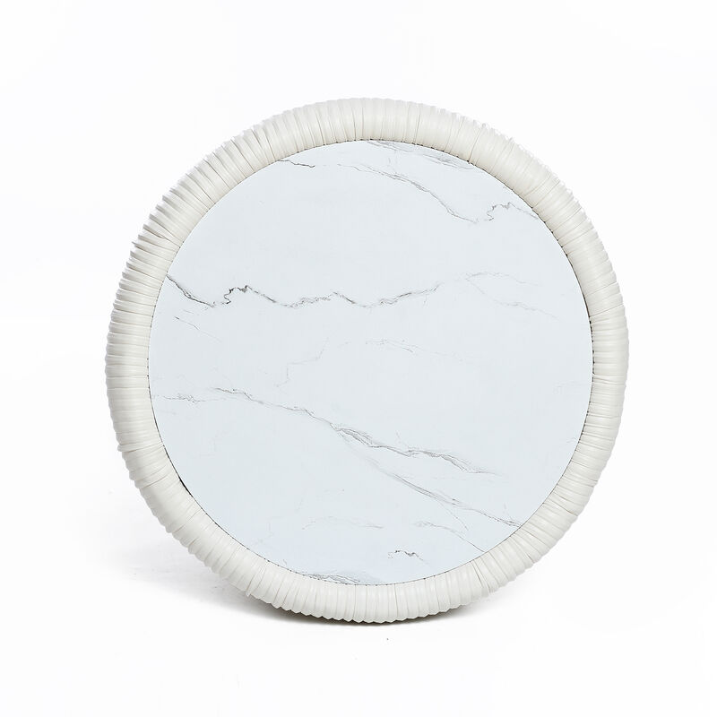 LuxenHome 15.8" H White Round Side Table