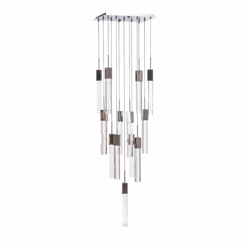 Sparkling Night Chandelier Chrome Metal and Acrylic 13 LED Light Dimmable Extra Large