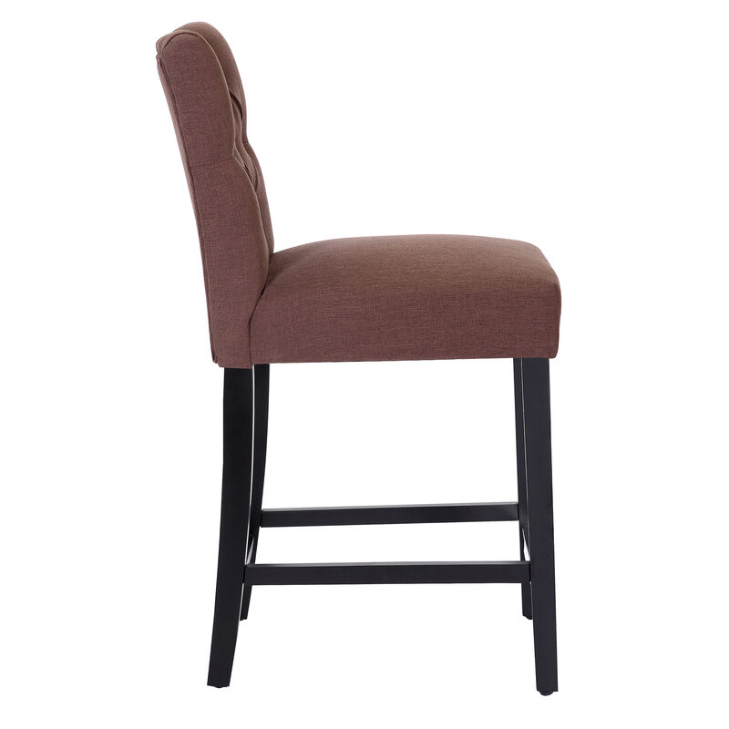 WestinTrends 24" Linen Fabric Tufted Upholstered Counter Stool, Black