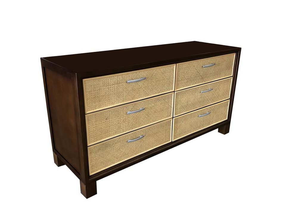 Elegant Cane Dresser 6 Drawer