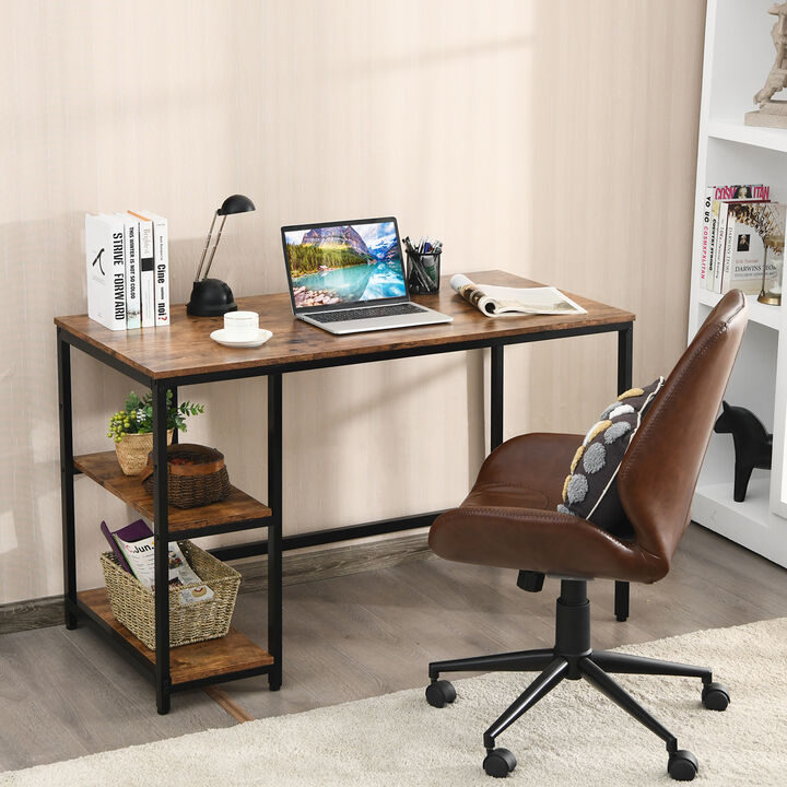 Computer Desk Office Study Table Workstation Home with Adjustable Shelf Rustic Brown