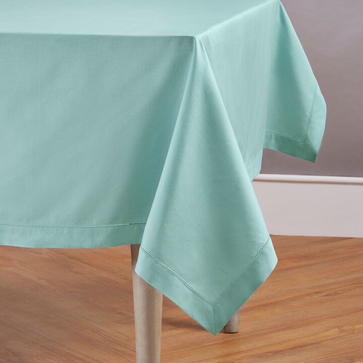 Solino Home Cotton Linen Hemstitch Tablecloth for Thanksgiving, Christmas