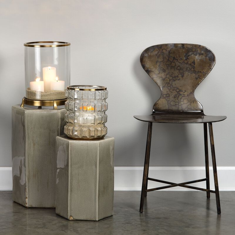 Porto Ceramic Indoor/Outdoor Side Table-Small, Gray