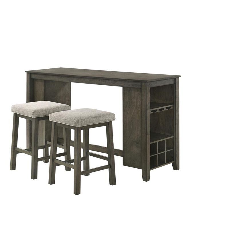 New Classic Furniture Furniture Churon Solid Wood Gathering Bar Table and 2 Stools - Brown