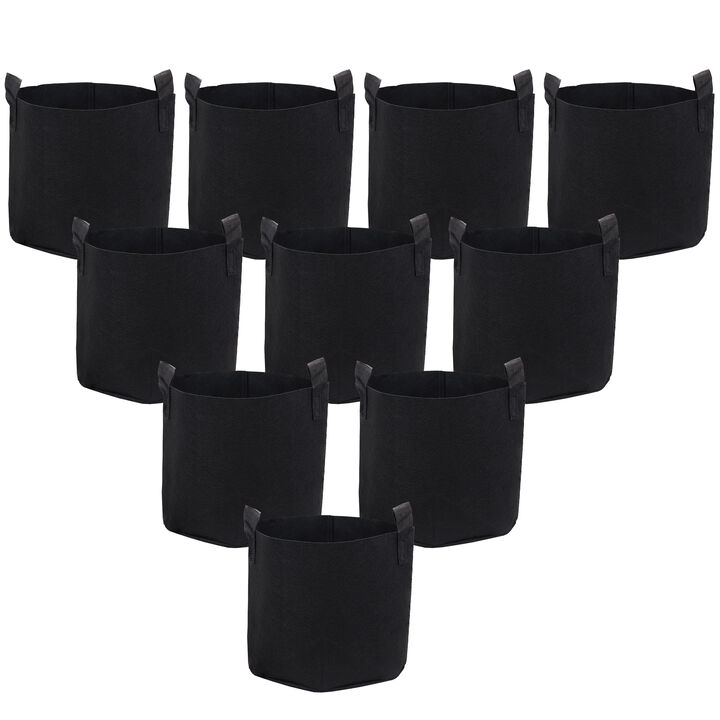 Sunnydaze Set of 10 Nonwoven Polypropylene Grow Bag with Handles - 3 gallon