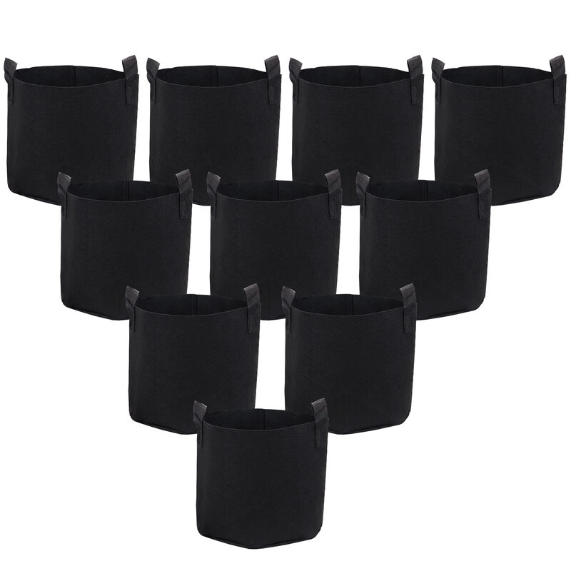 Sunnydaze Set of 10 Nonwoven Polypropylene Grow Bag with Handles - 3 gallon