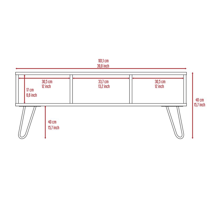 DEPOT E-SHOP Vassel Coffee Table, Four Legs, Two Shelves, White