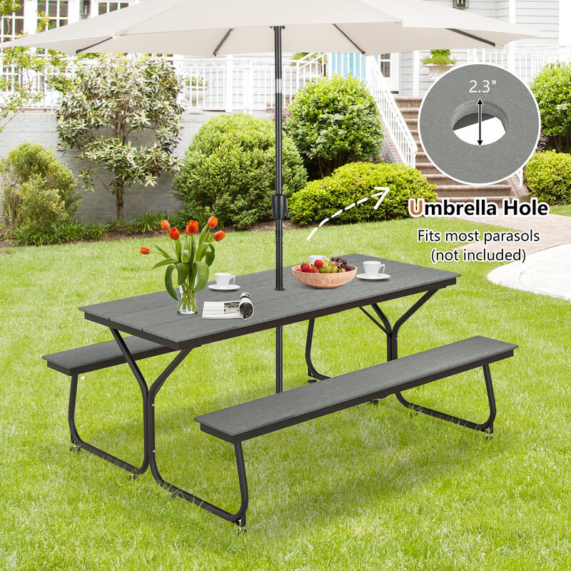 6 Feet Outdoor Picnic Table Bench Set for 6-8 People