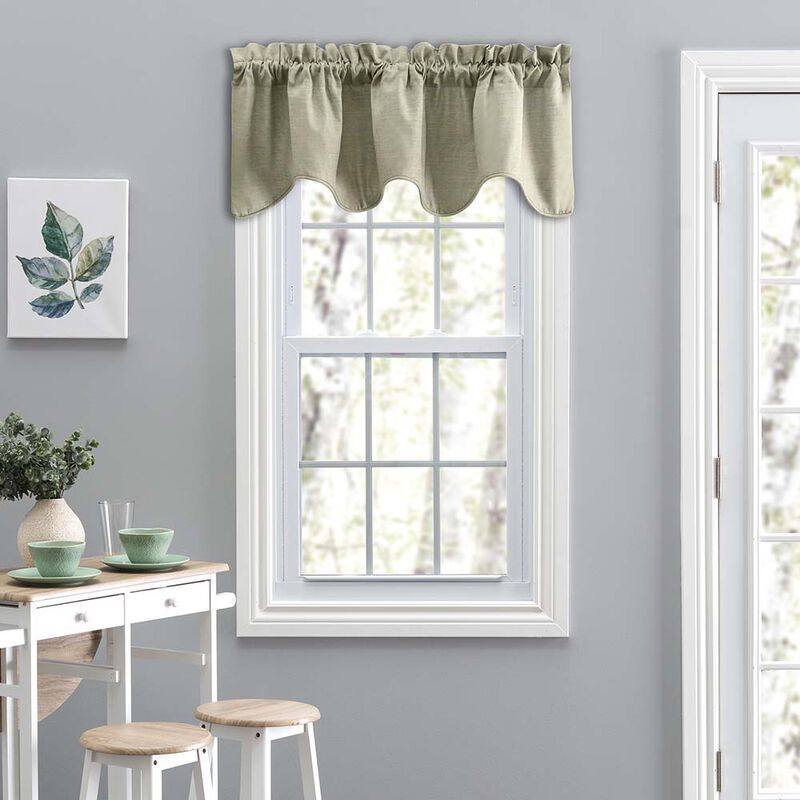 Ellis Curtain Lisa Solid Color Poly Cotton Duck Fabric Lined Scallop Valance