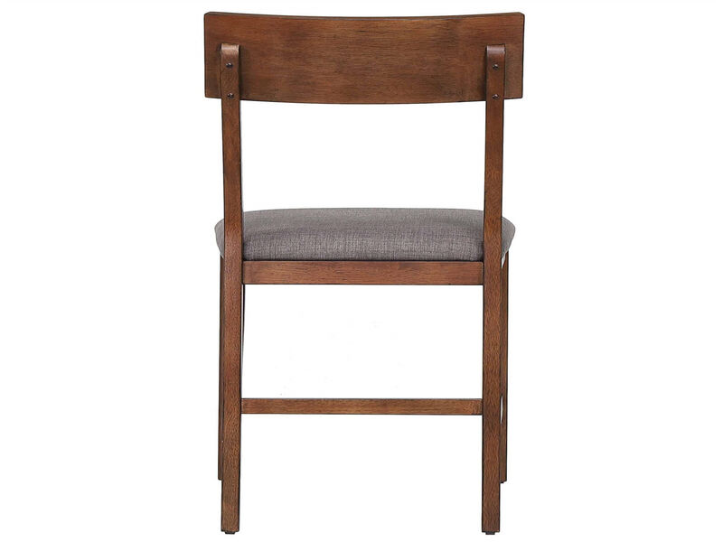 Mid Century 34 In. Danish Walnut High Back Wood Frame 24 in. Bar Stool with Padded Performance Fabric Seat (Set of 2)