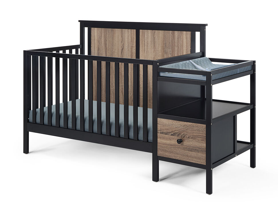 Suite Bebe Connelly 4-in-1 Crib and Changer Combo Black/Vintage Walnut