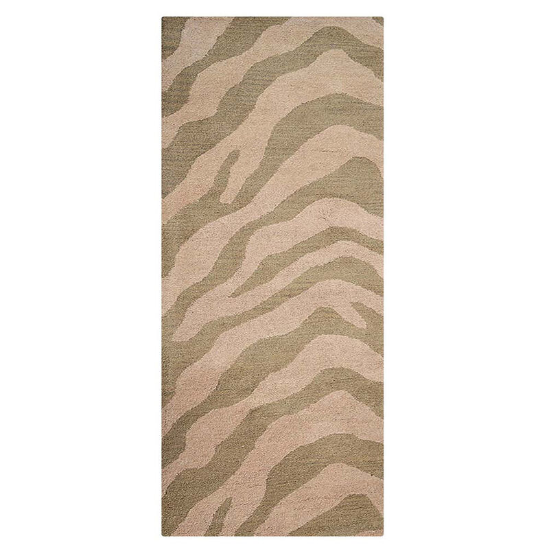RUGSOTIC CARPETS HAND TUFTED WOOL ECO-FRIENDLY AREA RUGS  - 2'6''x10', Runner Shape, Beige & Brown, Abstract Modern Design, High Pile Handmade Area Rugs for Living Room, Bed Room (K00654)