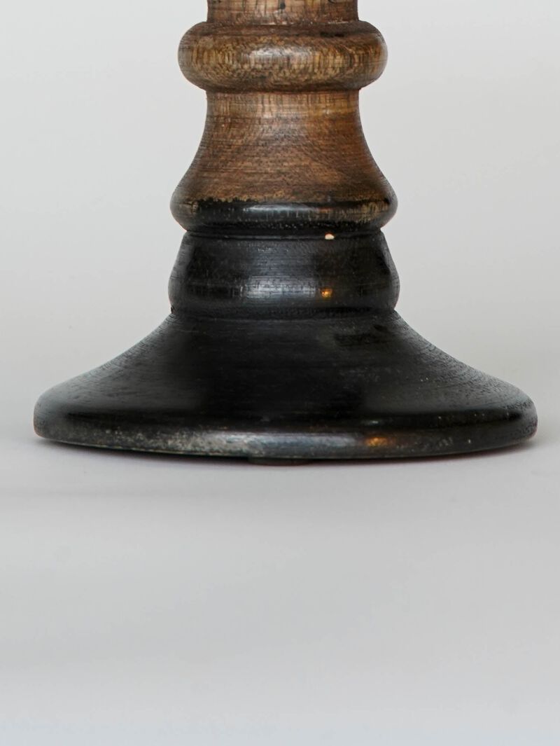 Traditional Dark Polish Eco-friendly Handmade Mango Wood Set Of Two 12" & 15" Pillar Candle Holder