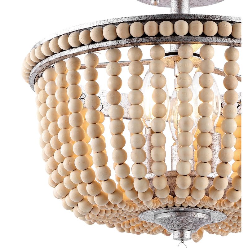 Allie Wood Beaded/Metal LED Flush Mount
