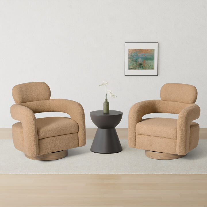 WestinTrends Mid-Century Modern Sherpa Swivel Barrel Accent Chair (Set of 2)
