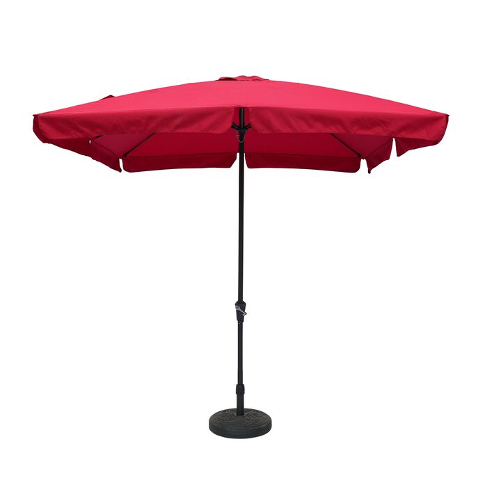 Mondawe 8 ft. x 10 ft. Square Crank Design Skirt with Skylight Outdoor Market Umbrella With Base