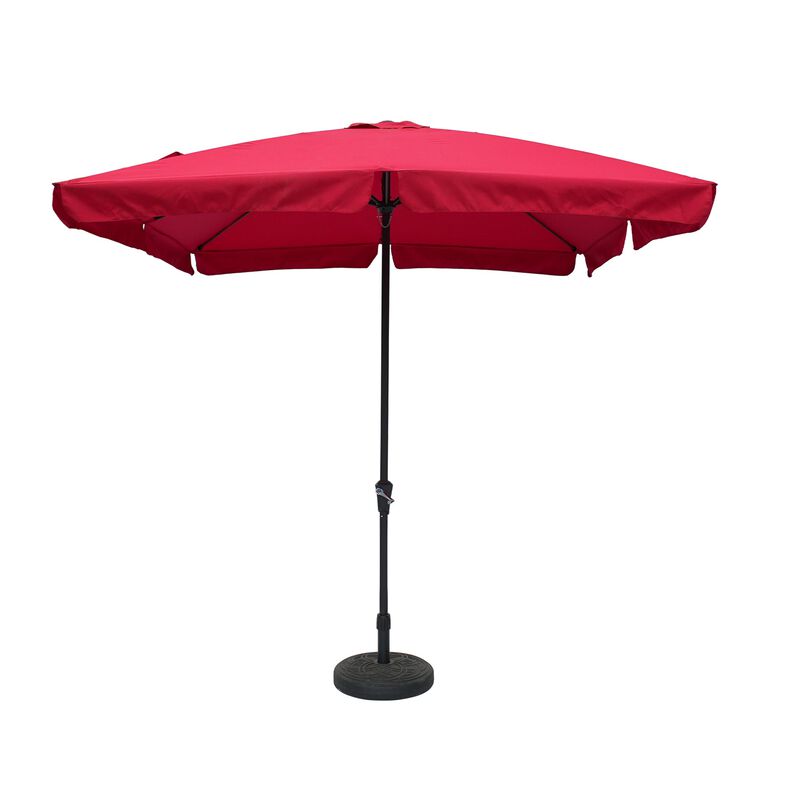 Mondawe 8 ft. x 10 ft. Square Crank Design Skirt with Skylight Outdoor Market Umbrella With Base