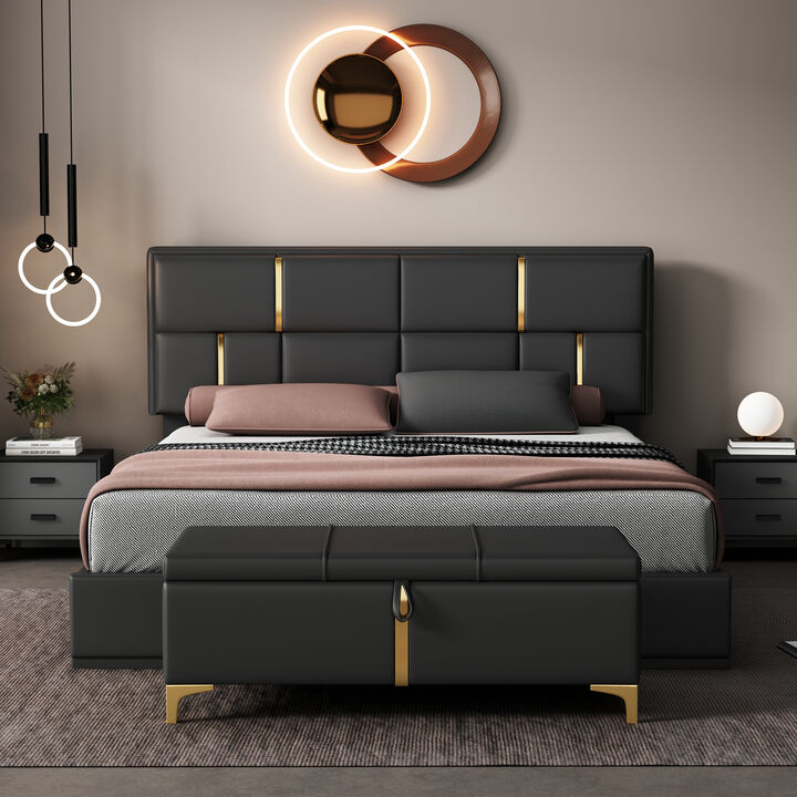 Merax Platform Bed and Storage Ottoman 2-Piece Bedroom Sets