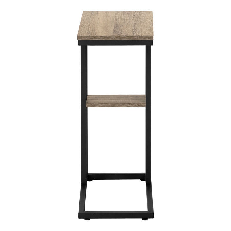 Monarch Specialties I 3672 Accent Table, C-shaped, End, Side, Snack, Living Room, Bedroom, Metal, Laminate, Brown, Black, Contemporary, Modern