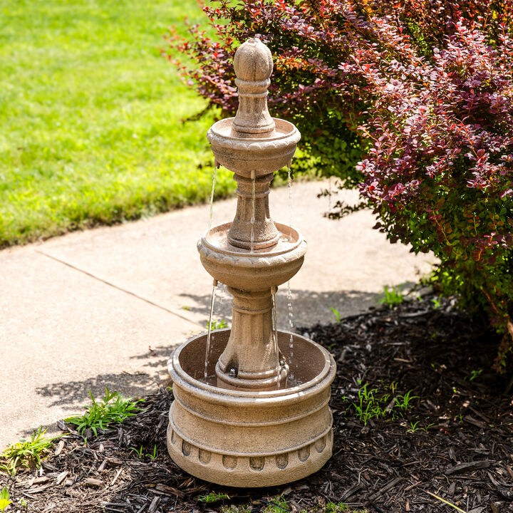 Sunnydaze Cyprus 3-Tier Polyresin Outdoor Fountain