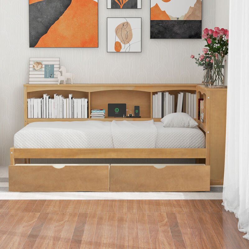 Merax Modern Daybed Bed with Storage and USB Ports