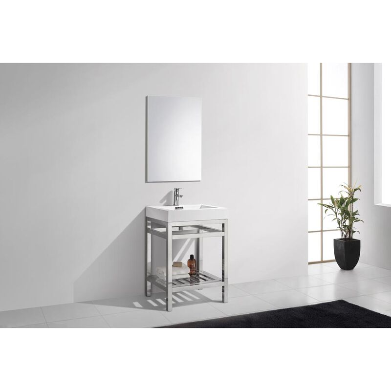 Kubebath Cisco 24 Stainless Steel Console with Acrylic Sink-Chrome