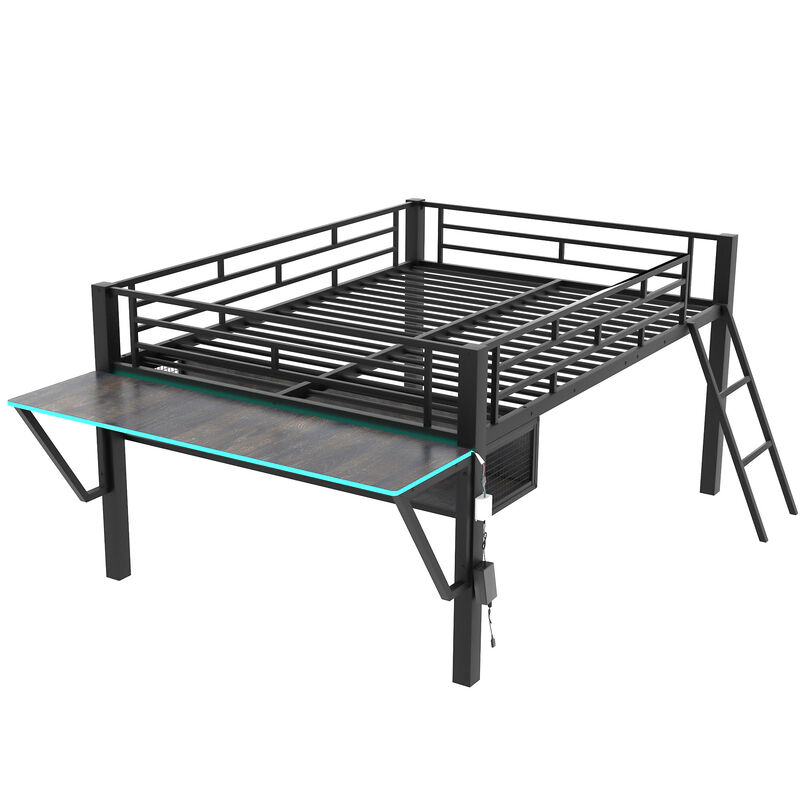 Merax Gaming Mid Loft Bed with Desk