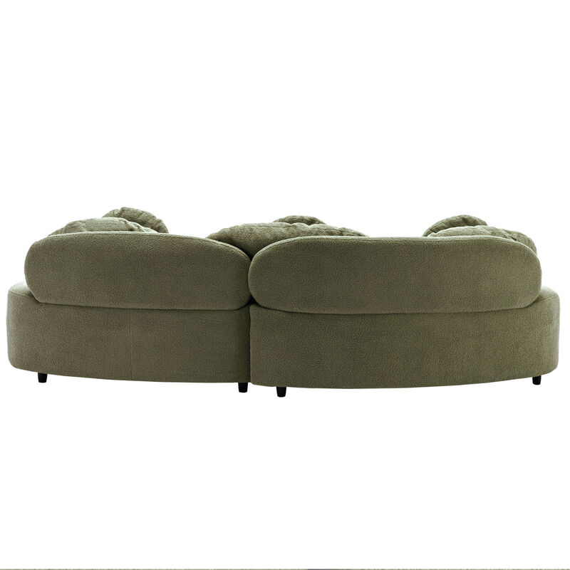 Merax Modern Curved Design Lamb Velvet Sofa
