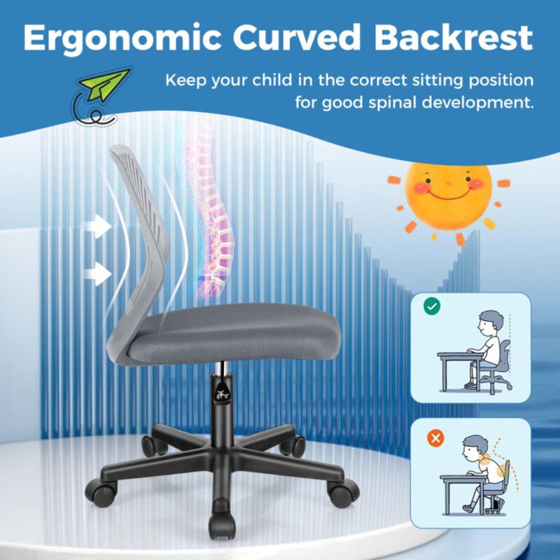 Hivvago Height-adjustable Ergonomic Kids Desk Chair with Universal Casters