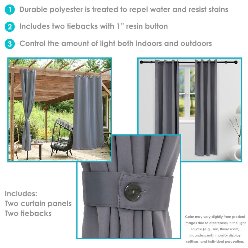 Sunnydaze Outdoor Blackout Curtain Panel - 52 in x 96 in