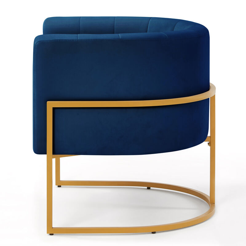 Merax Upholstered Velvet Accent Chair with Golden Metal Stand
