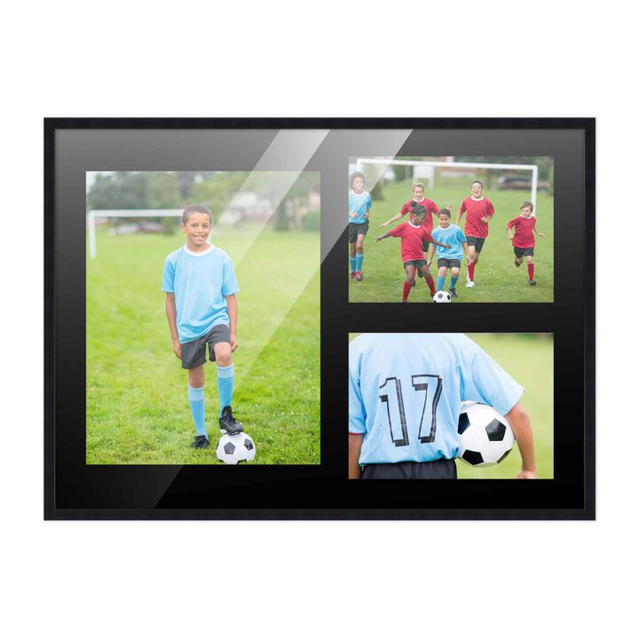 12x17 Wood Collage Frame with a Black Mat for 8x10 & 5x7 Pictures