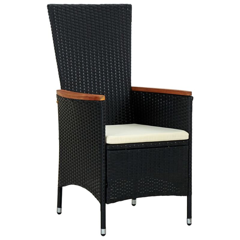 vidaXL 7 Piece Outdoor Dining Set Poly Rattan Acacia Wood Black