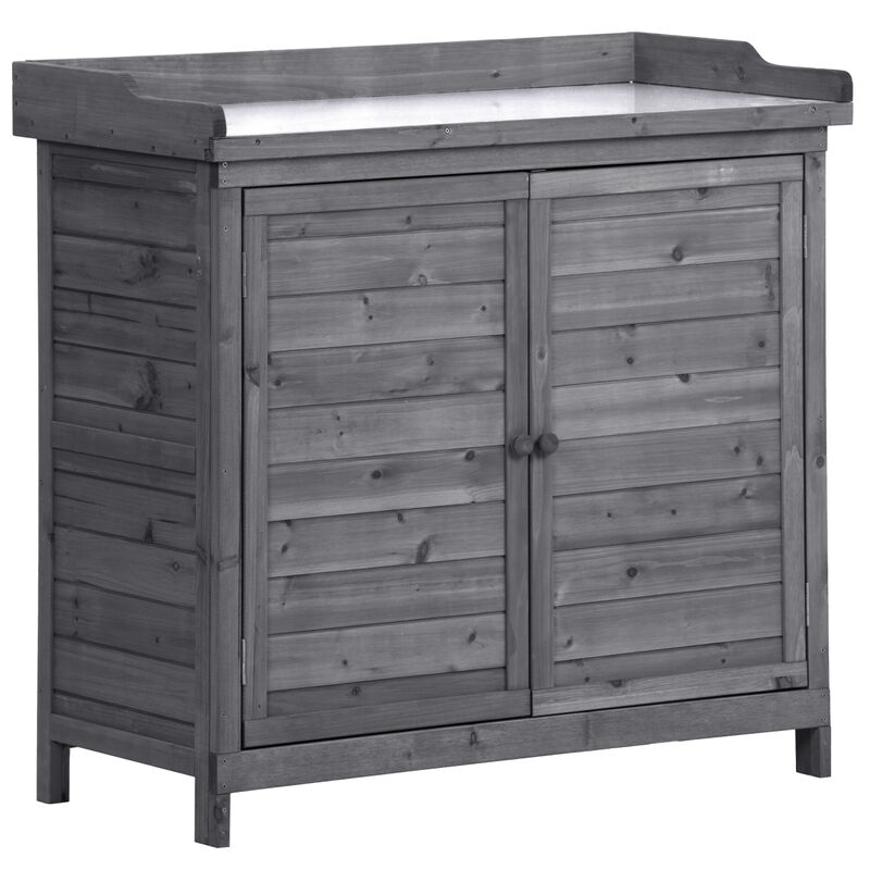 Rustic Outdoor Potting Bench with Storage